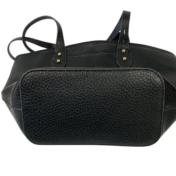 Liz Claiborne Marina‎ Shopper Tote Handbag Black Pebbled Faux Leather Two Straps - Picture 9 of 13